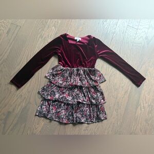 Girls Speechless Velvet And Floral Tiered Dress size small holiday Christmas